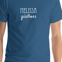 Thumbnail for Personalized Girlboss T-Shirt - Steel Blue - Shirt Close-Up View