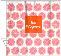 Thumbnail for Personalized Grapefruit Shower Curtain - Square Nameplate - Hanging View