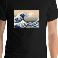 Thumbnail for Great Wave Off Kanagawa T-Shirt - Black - Shirt Close-Up View