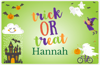 Thumbnail for Personalized Halloween Placemat V - Cycling Ghost - Brunette Witch -  View