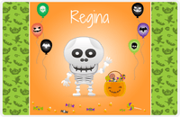 Thumbnail for Personalized Halloween Placemat VIII - Flying Pumpkins - Skeleton -  View
