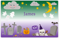 Thumbnail for Personalized Halloween Placemat XII - Skelly Boo - Green Background -  View