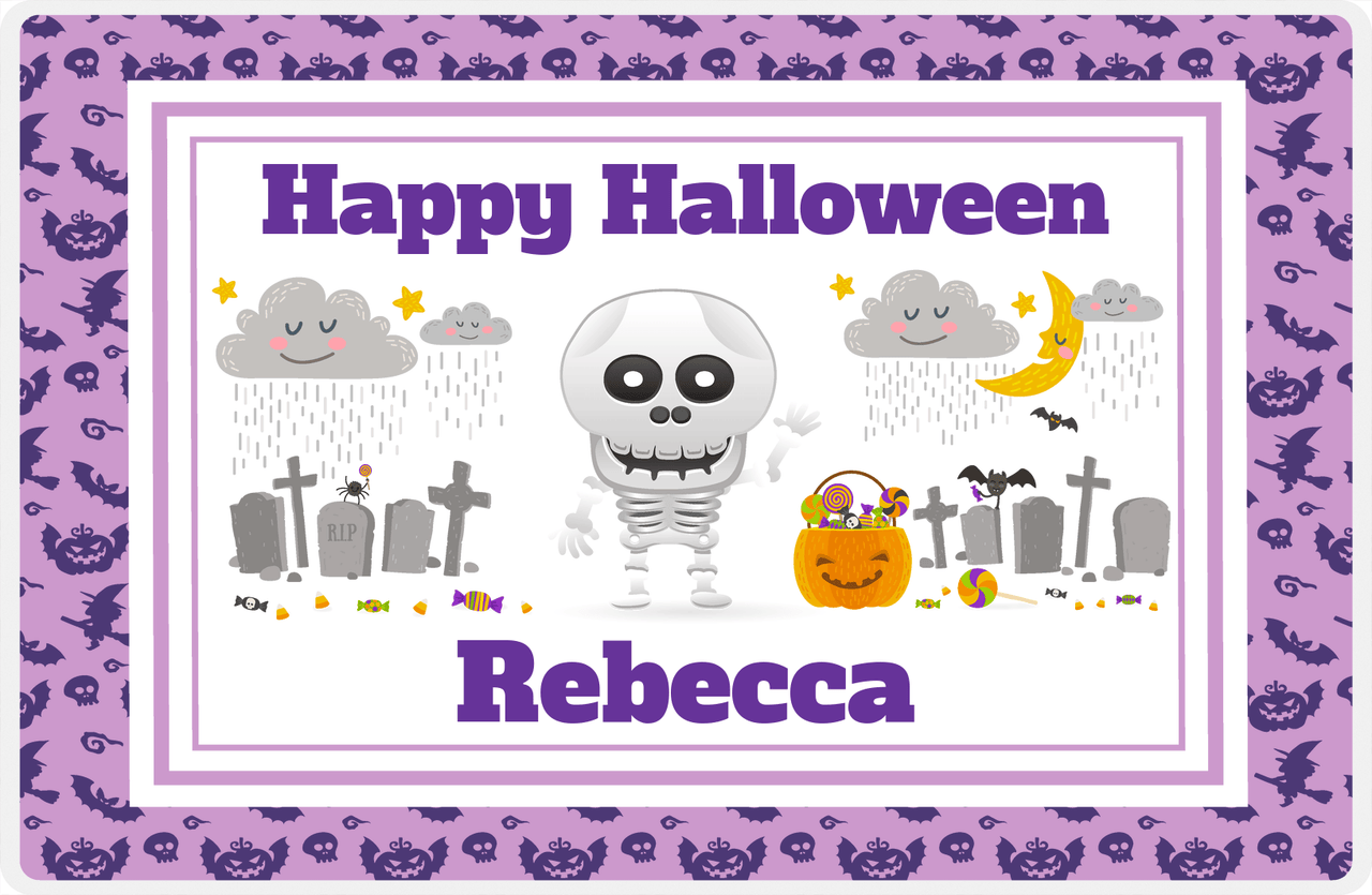 Personalized Halloween Placemat XIV - Happy Halloween - Skeleton -  View