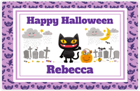 Thumbnail for Personalized Halloween Placemat XIV - Happy Halloween - Cat -  View