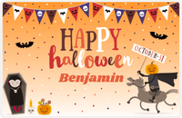 Thumbnail for Personalized Halloween Placemat XV - Drac's Confetti - Orange Background -  View