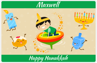 Thumbnail for Personalized Hanukkah Placemat IV - Rainbow Dreidel - Asian Boy -  View