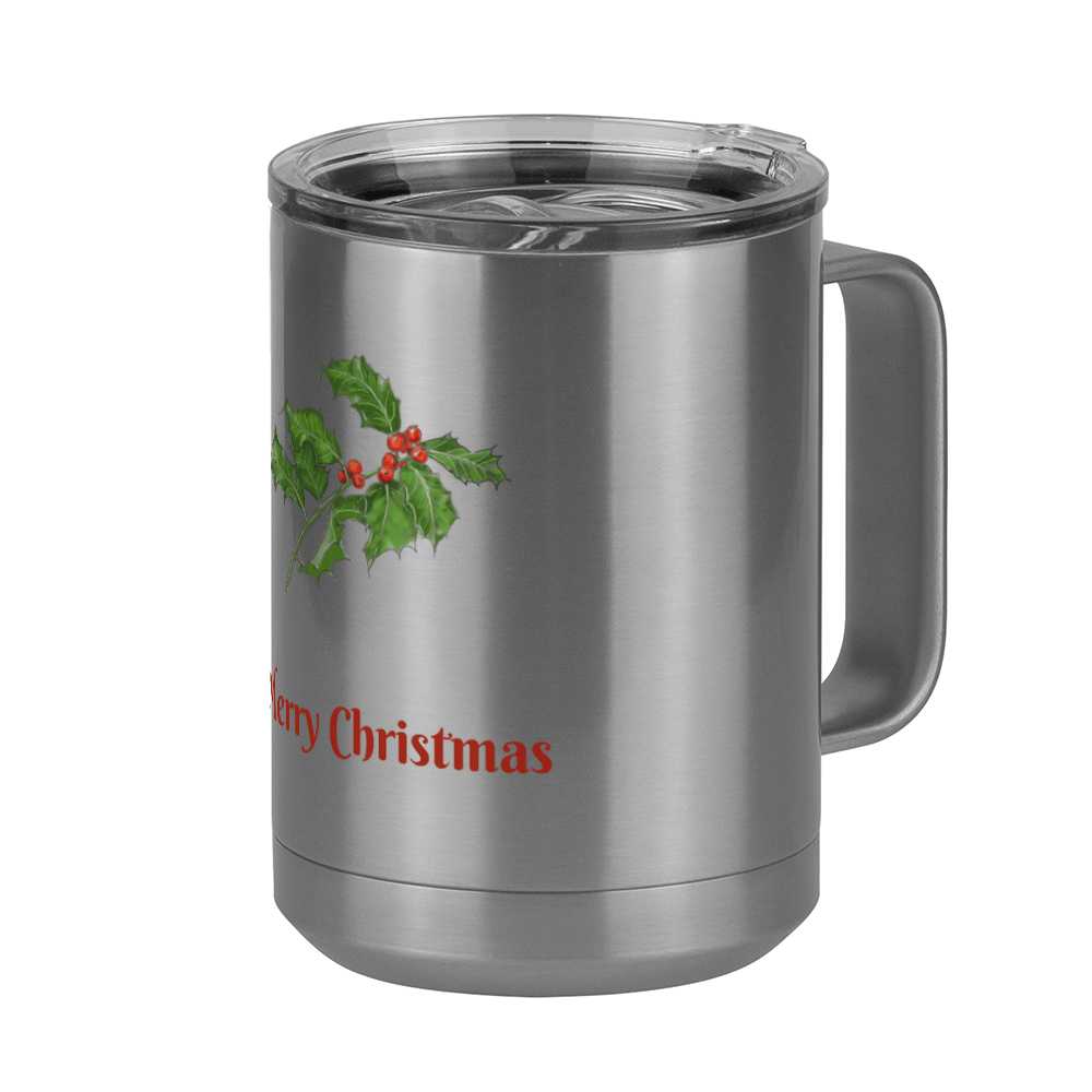 Personalized Holly LeavesCoffee Mug Tumbler with Handle (15 oz) - Front print - Front Right View