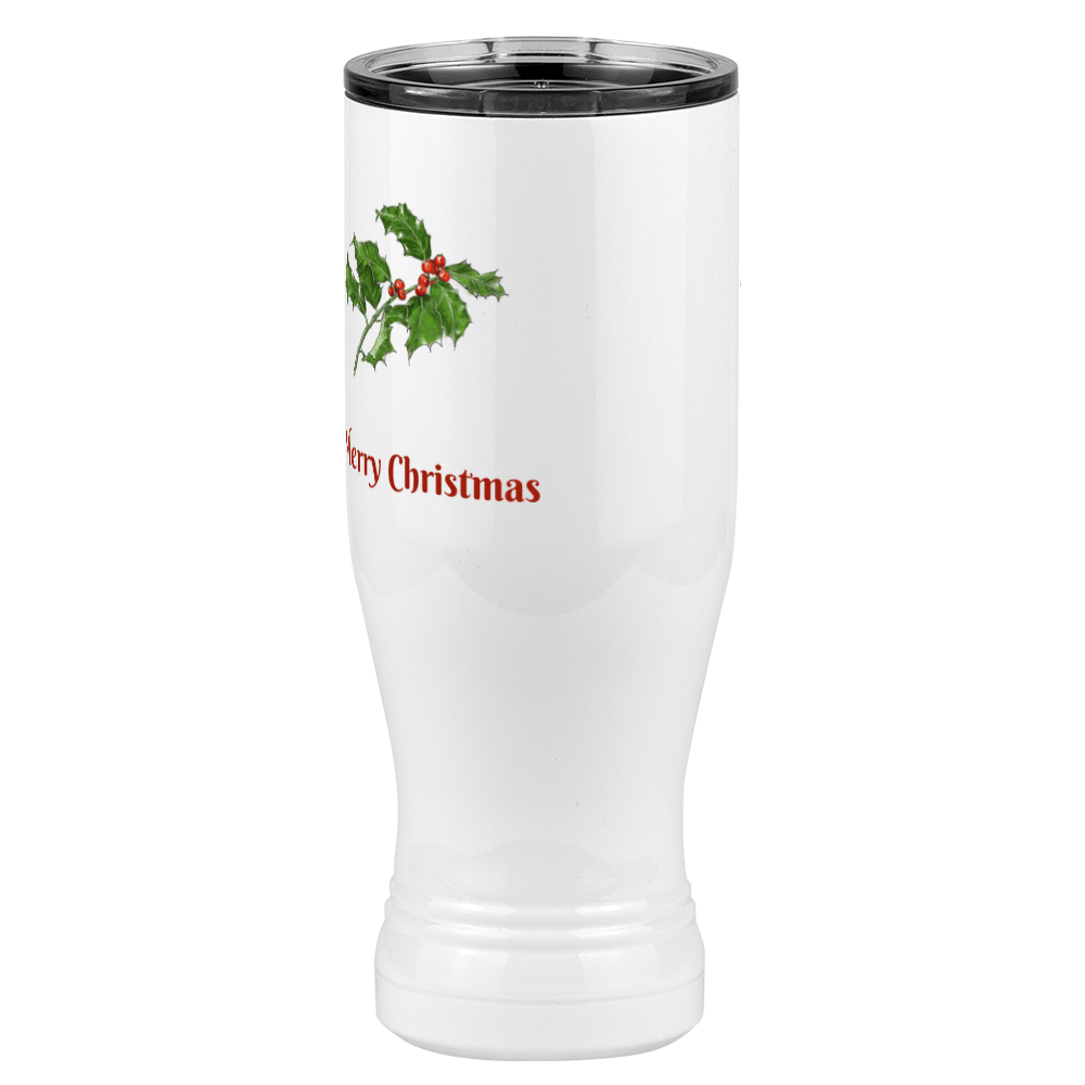 Personalized Holly Leaves Pilsner Tumbler (20 oz) - 2-sided print - Front Left View