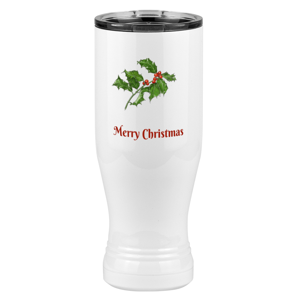 Personalized Holly Leaves Pilsner Tumbler (20 oz) - 2-sided print - Left View
