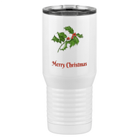 Thumbnail for Personalized Holly Leaves Tall Travel Tumbler (20 oz) - 2-sided print - Left View