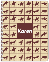 Thumbnail for Personalized Horses Notebook VII - Horse Squares - Brown Background - Front View