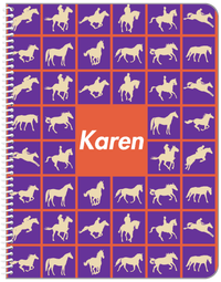 Thumbnail for Personalized Horses Notebook VII - Horse Squares - Purple Background - Front View