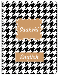 Thumbnail for Personalized Houndstooth I Notebook - Black and White - Fancy Nameplate - Front View
