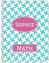 Thumbnail for Personalized Houndstooth II Notebook - Teal and Orchid - Oval Nameplate - Front View