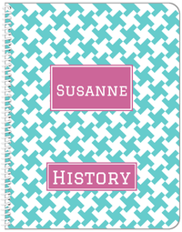 Thumbnail for Personalized Houndstooth II Notebook - Teal and Orchid - Rectangle Nameplate - Front View