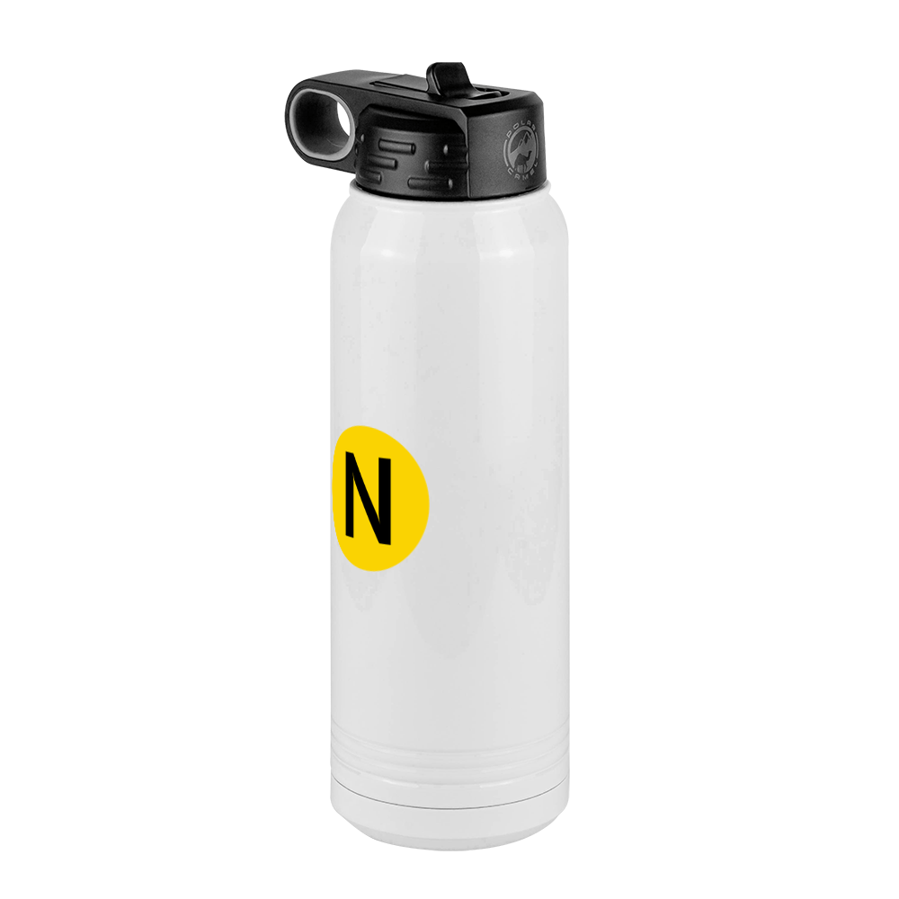 Personalized Initial Water Bottle (30 oz) - New York Subway N Train - Front Left View
