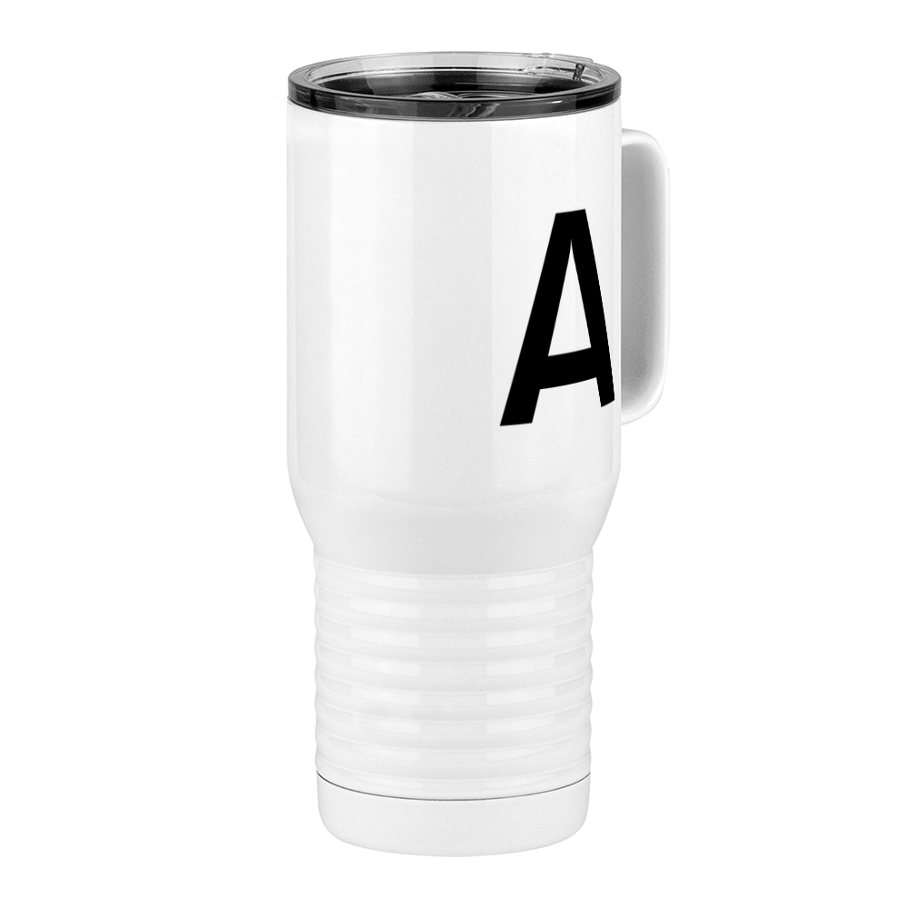 Personalized Initial Travel Coffee Mug Tumbler with Handle (20 oz) - Front Right View