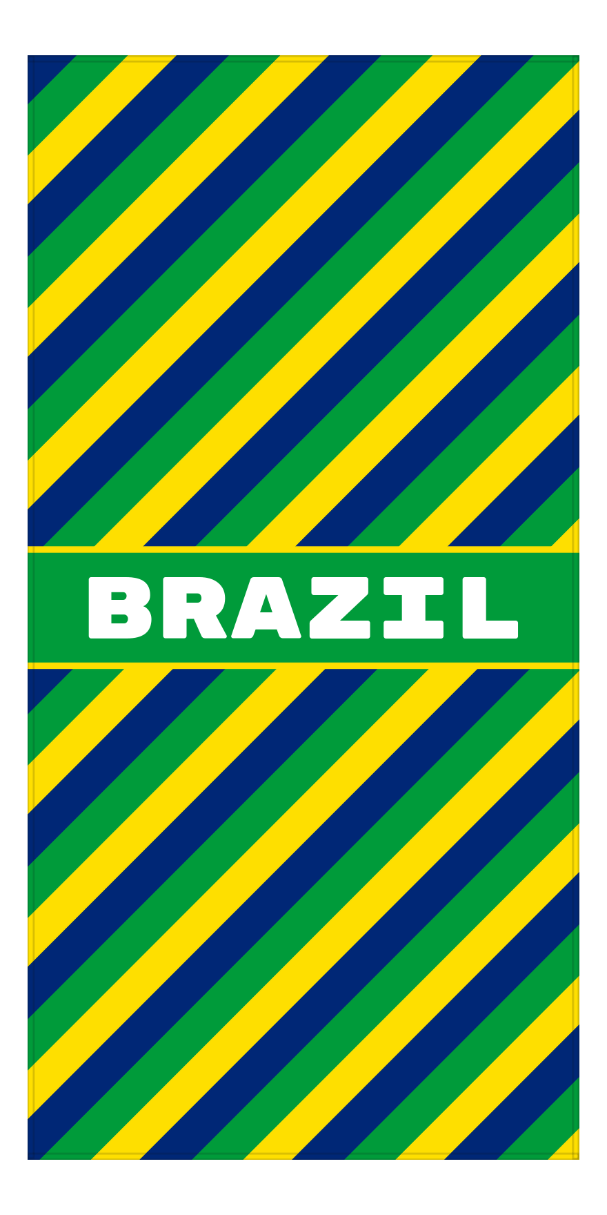Personalized International Stripes Beach Towel - Brazil - Middle Text - Front View