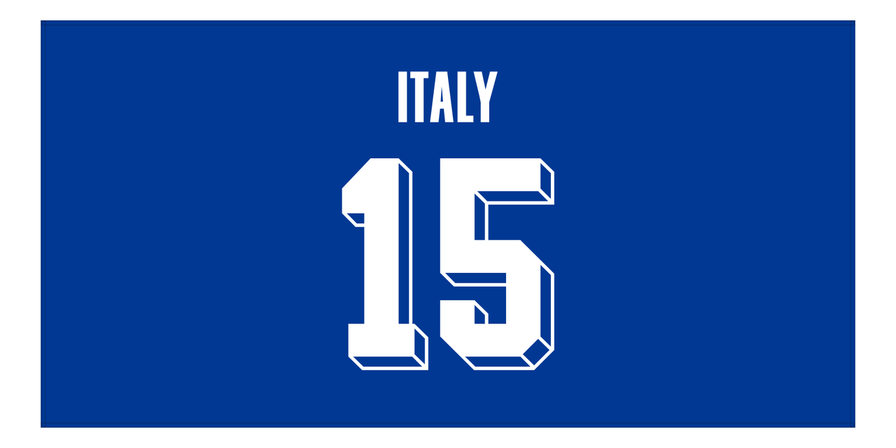 Personalized Italy Jersey Number Beach Towel - Blue - Front View