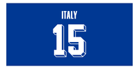 Thumbnail for Personalized Italy Jersey Number Beach Towel - Blue - Front View