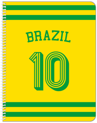Thumbnail for Personalized Jersey Number Notebook with Arched Name - Brazil - Single Stripe - Front View