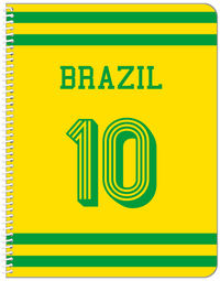 Thumbnail for Personalized Jersey Number Notebook - Brazil - Single Stripe - Front View