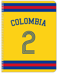 Thumbnail for Personalized Jersey Number Notebook with Arched Name - Colombia - Single Stripe - Front View