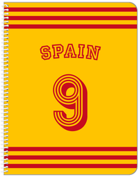 Thumbnail for Personalized Jersey Number Notebook with Arched Name - Spain - Double Stripe - Front View