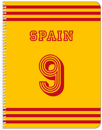 Thumbnail for Personalized Jersey Number Notebook - Spain - Double Stripe - Front View