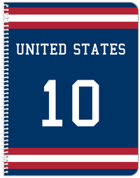 Thumbnail for Personalized Jersey Number Notebook - United States - Single Stripe - Front View