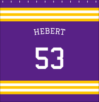 Thumbnail for Personalized Jersey Number Shower Curtain with Arched Name - Purple & Gold - Double Stripe - Decorate View