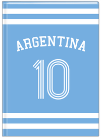 Thumbnail for Personalized Jersey Number Journal with Arched Name - Argentina - Single Stripe - Front View