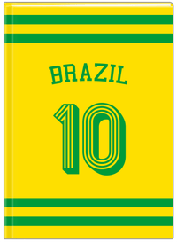 Thumbnail for Personalized Jersey Number Journal with Arched Name - Brazil - Single Stripe - Front View