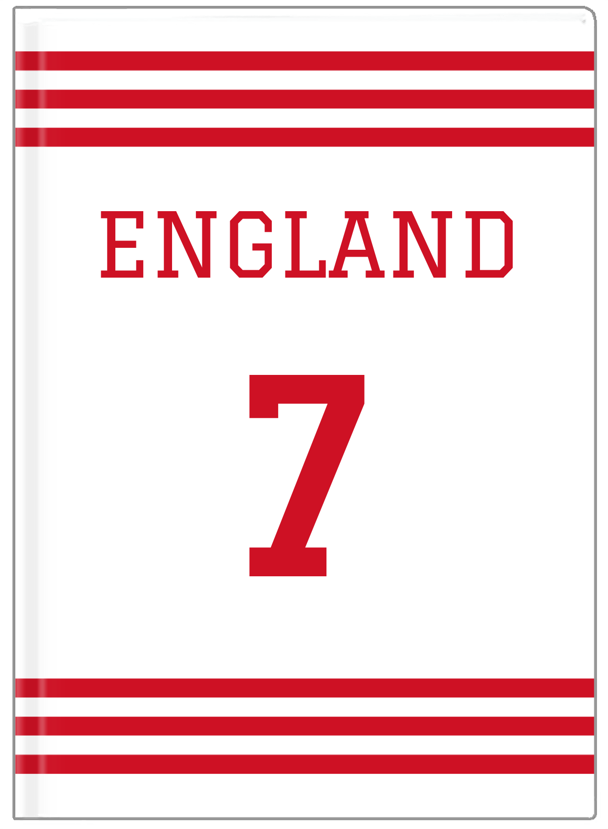 Personalized Jersey Number Journal - England - Double Stripe - Front View