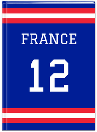 Thumbnail for Personalized Jersey Number Journal - France - Single Stripe - Front View