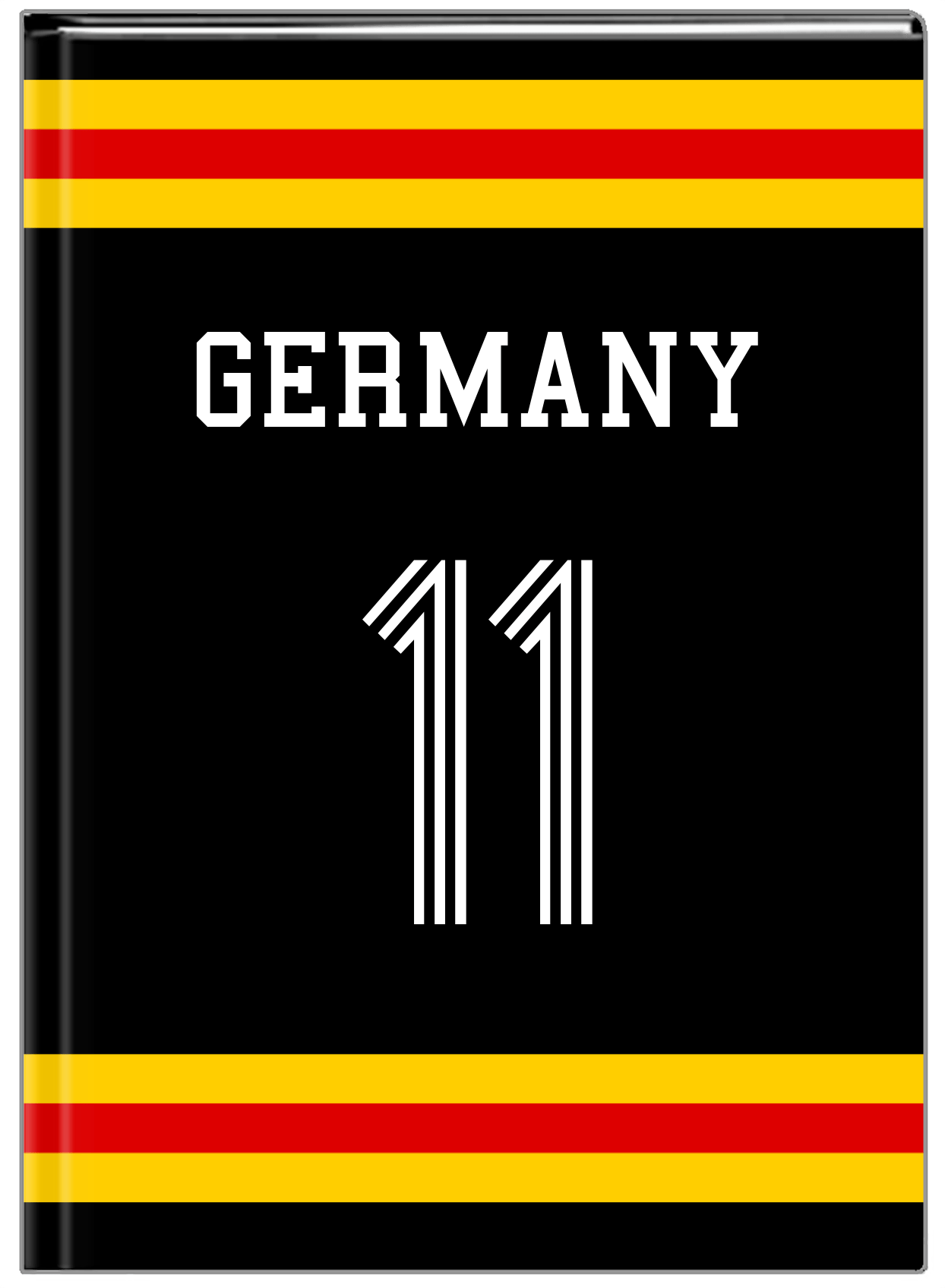 Personalized Jersey Number Journal - Germany - Single Stripe - Front View