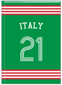 Thumbnail for Personalized Jersey Number Journal with Arched Name - Italy - Triple Stripe - Front View