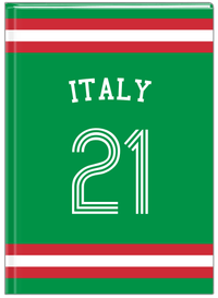 Thumbnail for Personalized Jersey Number Journal with Arched Name - Italy - Single Stripe - Front View