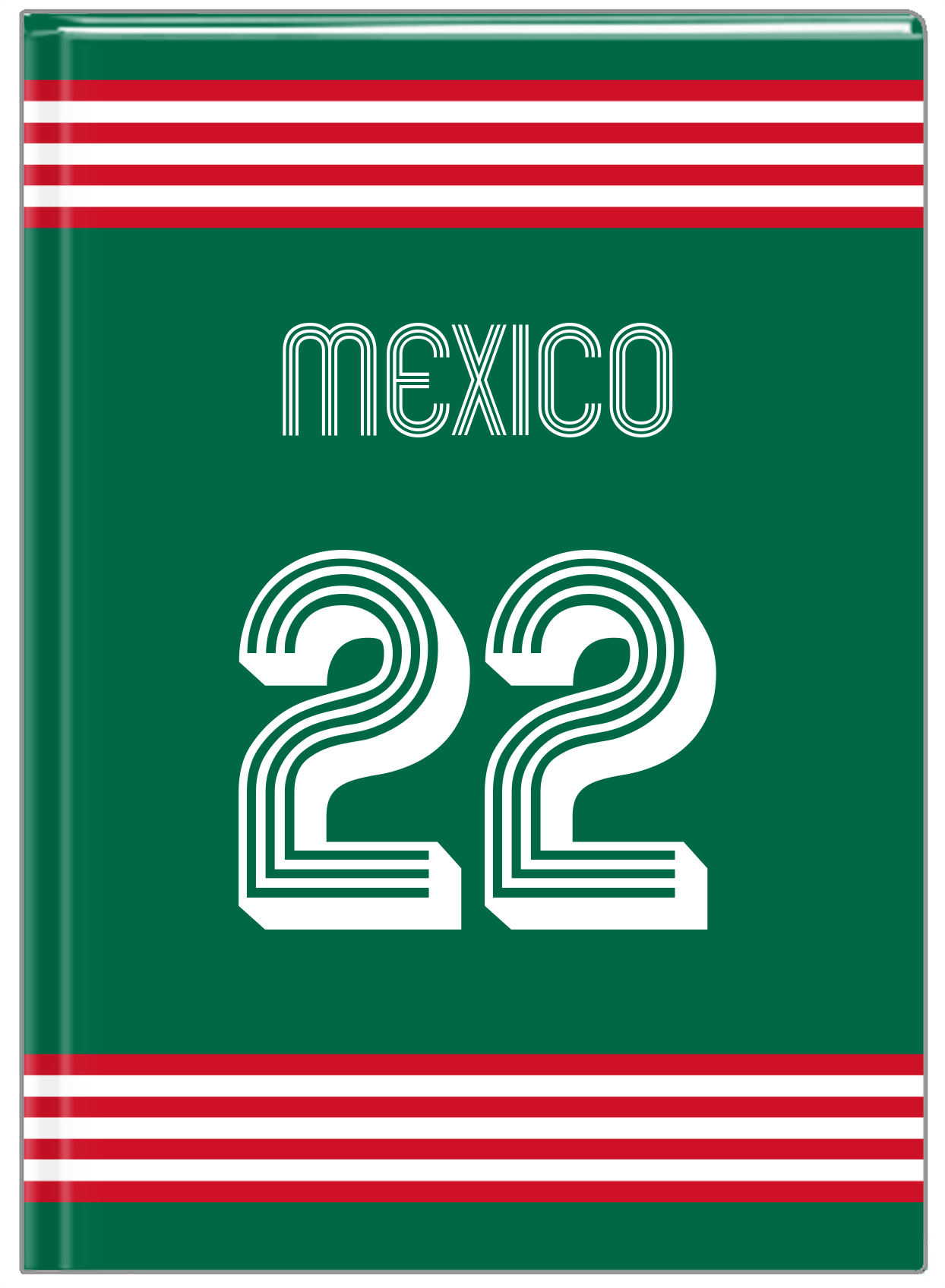 Personalized Jersey Number Journal - Mexico - Triple Stripe - Front View