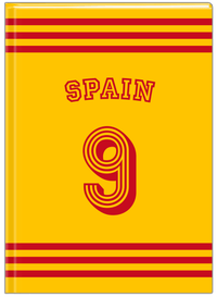 Thumbnail for Personalized Jersey Number Journal with Arched Name - Spain - Double Stripe - Front View