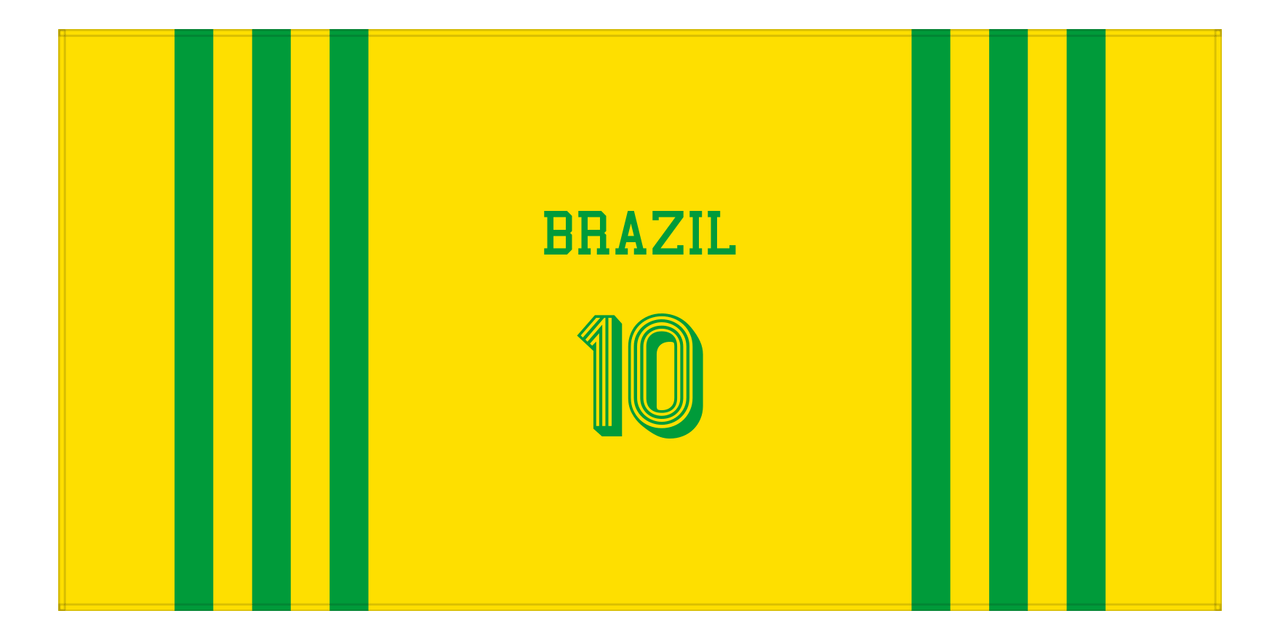 Personalized Jersey Number 2-on-1 Stripes Sports Beach Towel - Brazil - Horizontal Design - Front View