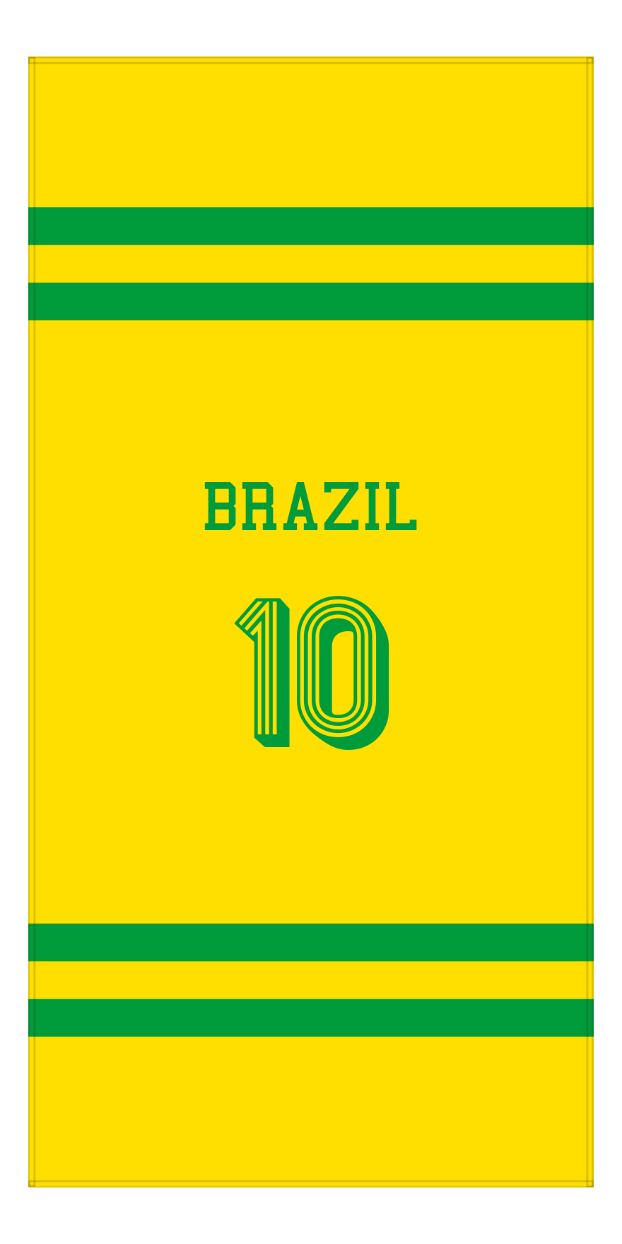 Personalized Jersey Number 2-on-none Stripes Sports Beach Towel - Brazil - Vertical Design - Front View
