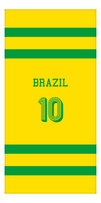Thumbnail for Personalized Jersey Number 1-on-1 Stripes Sports Beach Towel - Brazil - Vertical Design - Front View