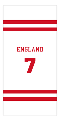 Thumbnail for Personalized Jersey Number 2-on-none Stripes Sports Beach Towel - England - Vertical Design - Front View