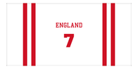Thumbnail for Personalized Jersey Number 2-on-none Stripes Sports Beach Towel - England - Horizontal Design - Front View