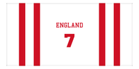 Thumbnail for Personalized Jersey Number 1-on-1 Stripes Sports Beach Towel - England - Horizontal Design - Front View