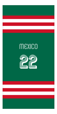 Thumbnail for Personalized Jersey Number 2-on-1 Stripes Sports Beach Towel - Mexico - Vertical Design - Front View