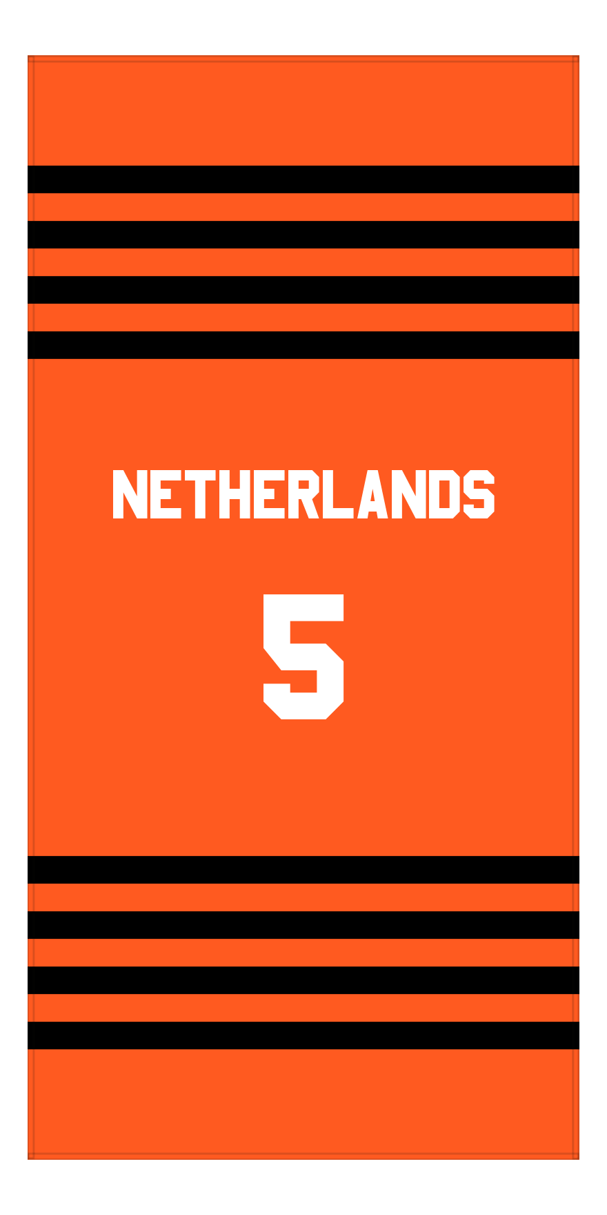 Personalized Jersey Number 3-on-1 Stripes Sports Beach Towel - Netherlands - Vertical Design - Front View