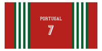 Thumbnail for Personalized Jersey Number 3-on-1 Stripes Sports Beach Towel - Portugal - Horizontal Design - Front View