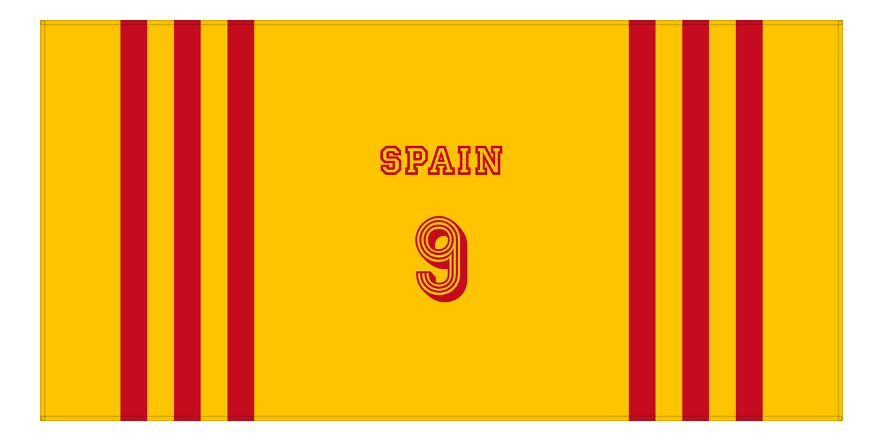 Personalized Jersey Number 2-on-1 Stripes Sports Beach Towel - Spain - Horizontal Design - Front View